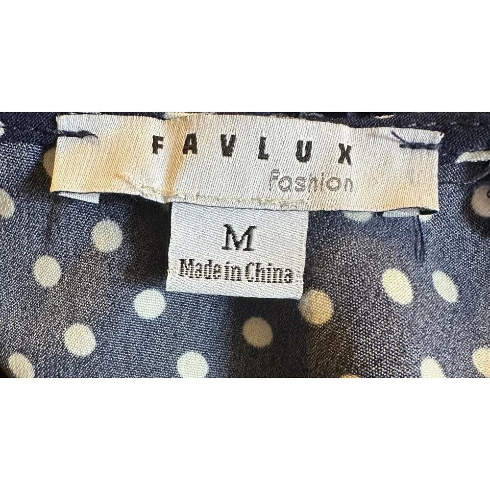 Favlux Fashion Womens Dress Navy Polka-Dots‎ Lined Romper Wrap Dress Size Medium